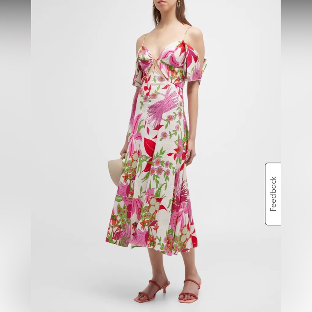 Cult Gaia Dina La Selva Print Cutout Midi Dress Floral